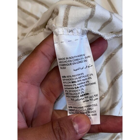 NWT Chicos White & Gold Striped Long Sleeve  Women's Top Size XL - Picture 9 of 9